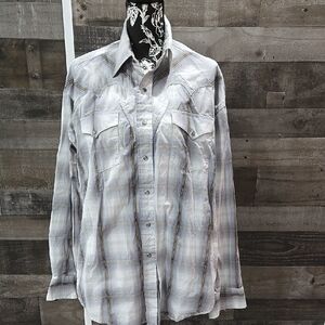 Men's Gray Plaid Shirt